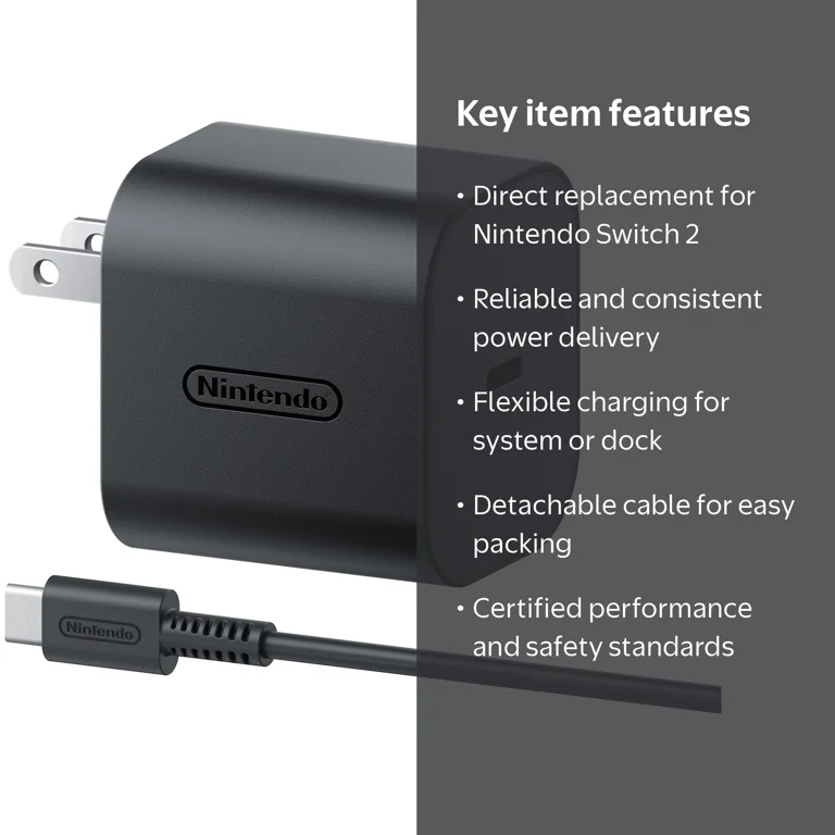 Nintendo, AC Adapter, Replacement for Nintendo Switch 2 System or