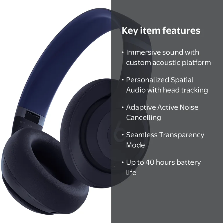 Beats Studio Pro Wireless Headphones - Navy, Over Ear, 40 Hour