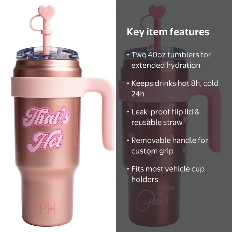 Paris Hilton 40oz Stainless Steel Tumbler Set, with Removable