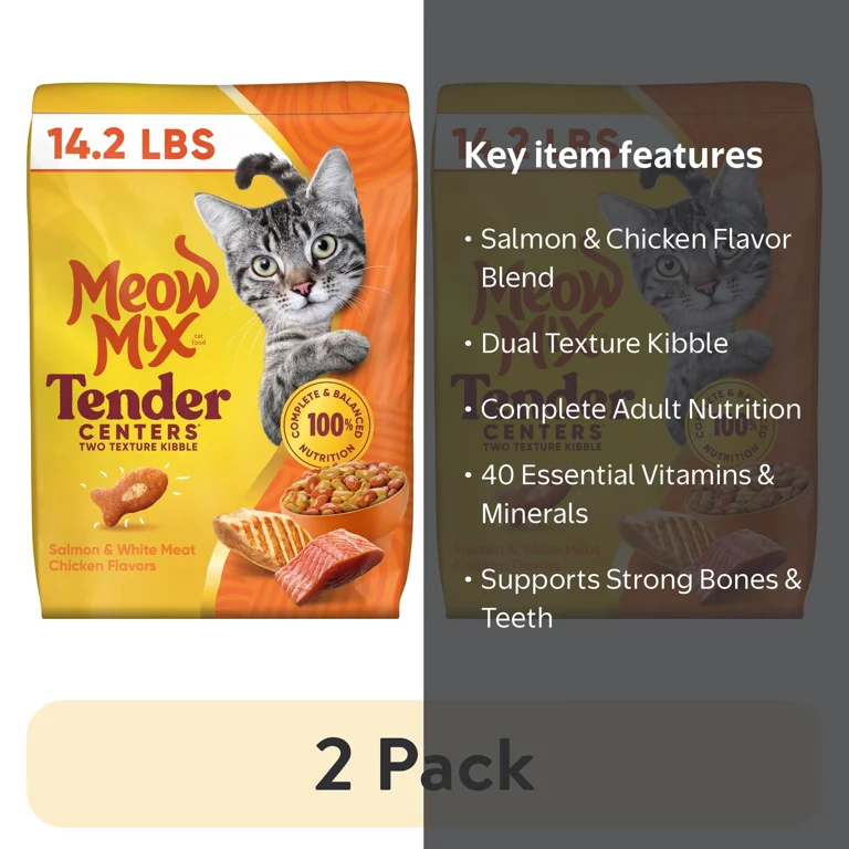 2 pack) Meow Mix Tender Centers Salmon & White Meat Chicken