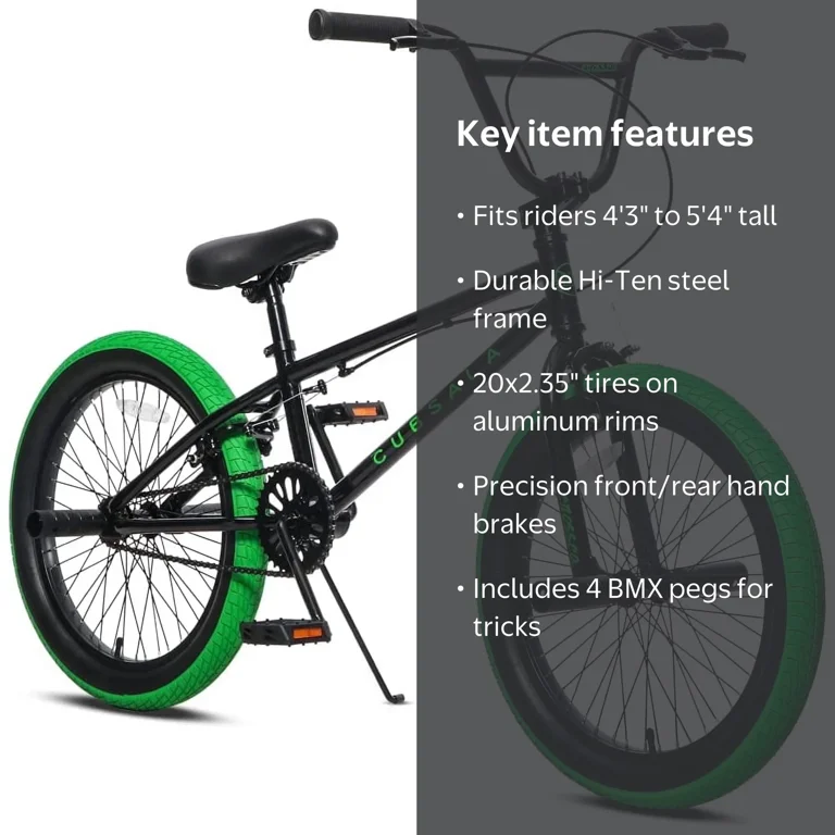 cubsala Kids BMX Bike Freestyle, 20 Inch, for Ages 6-14, Black and