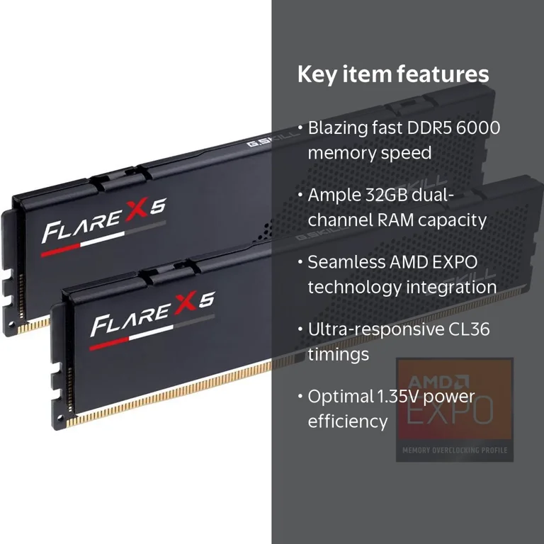 G.SKILL Flare X5 Series AMD EXPO DDR5 Desktop Memory 32GB 6000MHz