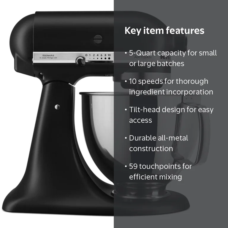 KitchenAid, Stand Mixer, Black Matte, Tilt-Head, 5 Quart - Walmart.com