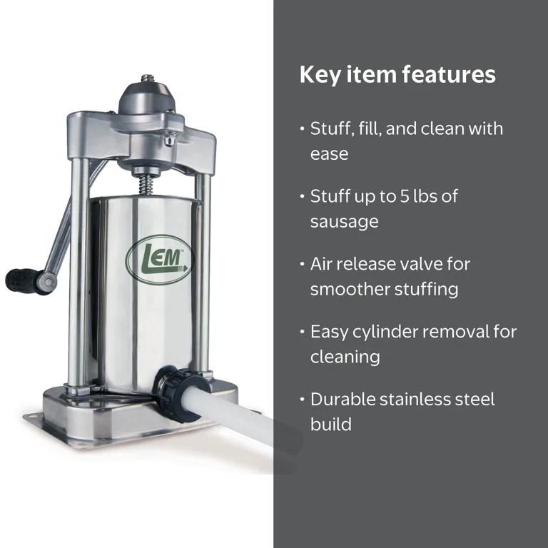 LEM MightyBite 5 lb. Sausage Stuffer - Stainless Steel, Gear