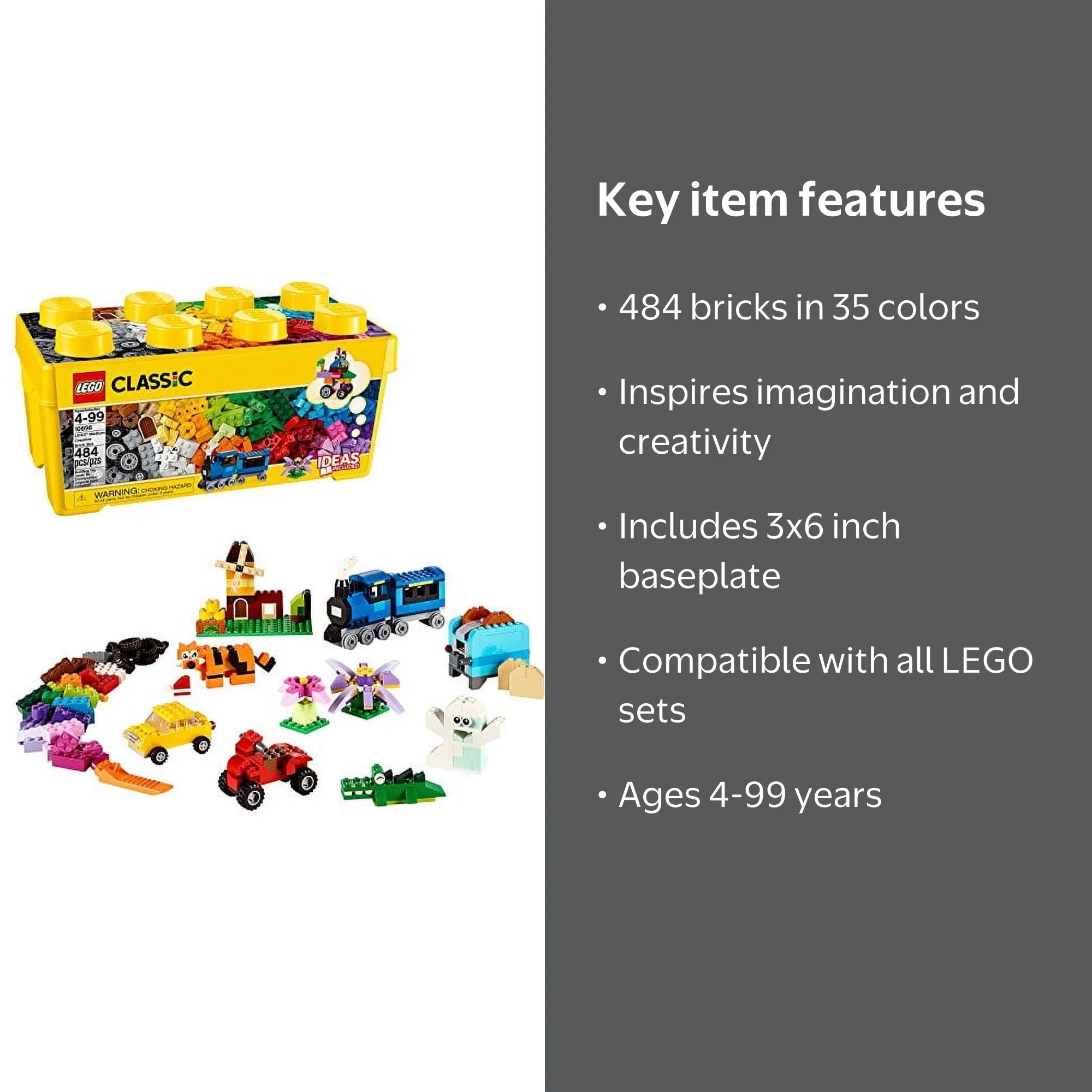 LEGO, Medium Creative Brick Box, 10696, 484 Pieces - Walmart.com