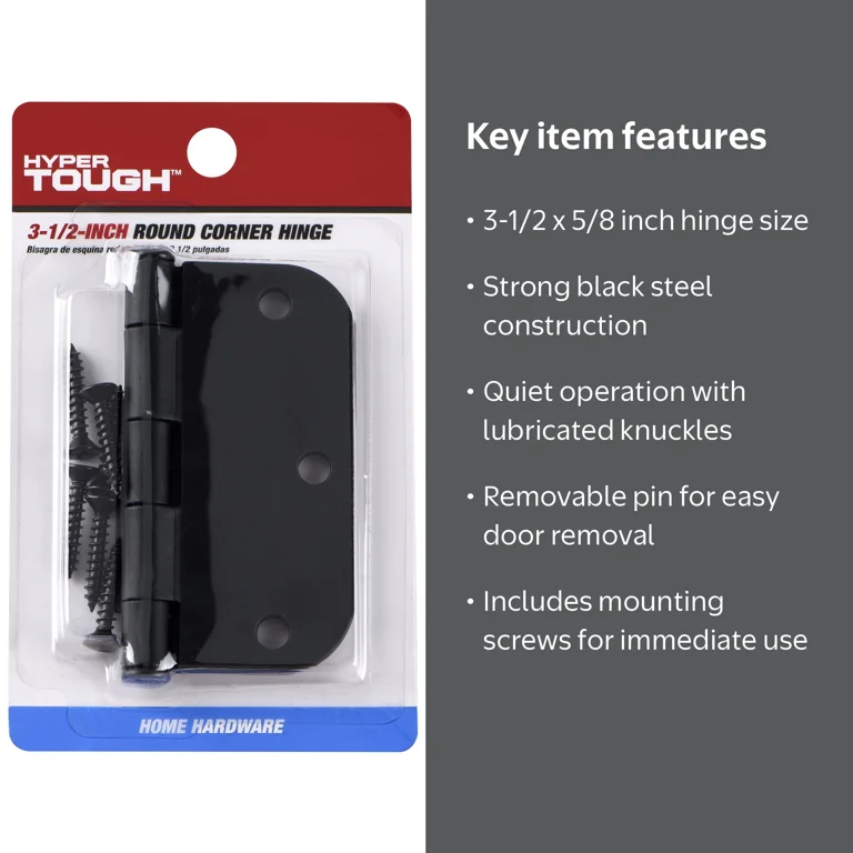 Hyper Tough 3-1/2 in. x 5/8 in. Black Steel Squeak-Free Door Hinge