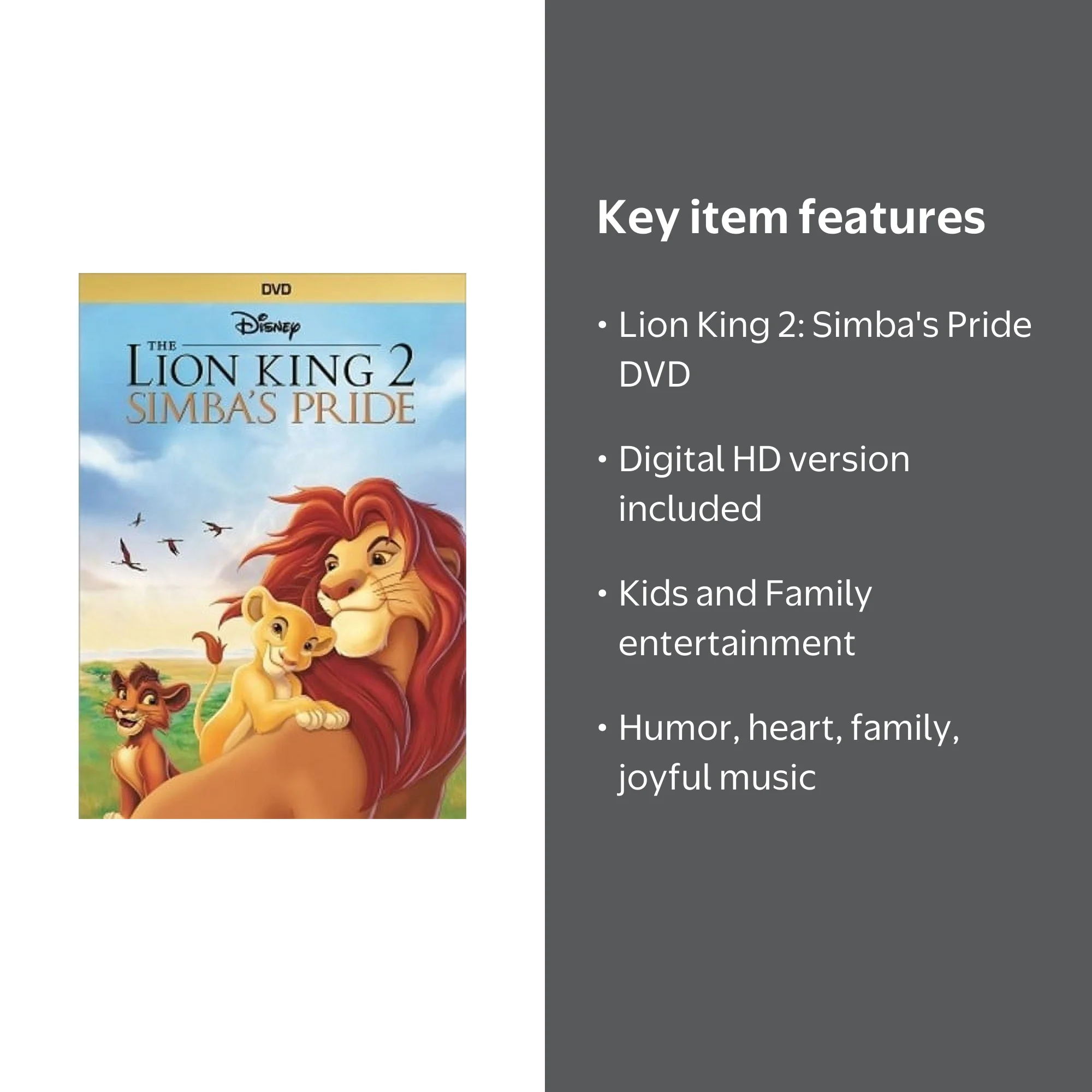 The Lion King 2: Simba's Pride (DVD), Walt Disney Video, Kids