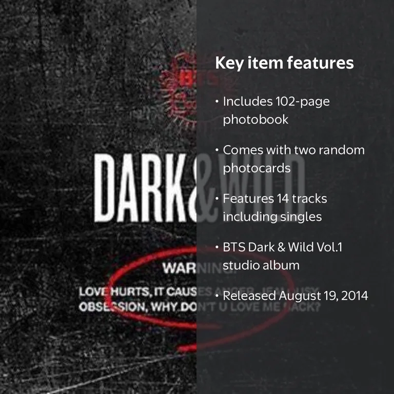 BTS - Dark & Wild Vol.1 KPOP Album with 100-page booklet & two