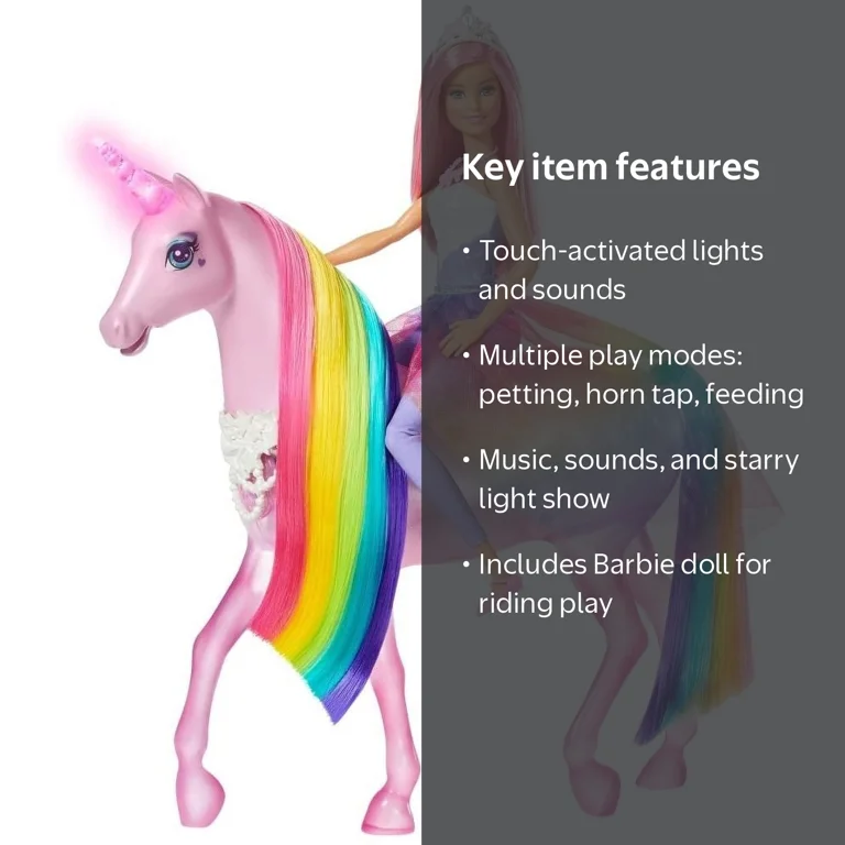 Barbie Dreamtopia Lights Unicorn Toy, Rainbow Mane, Princess Doll