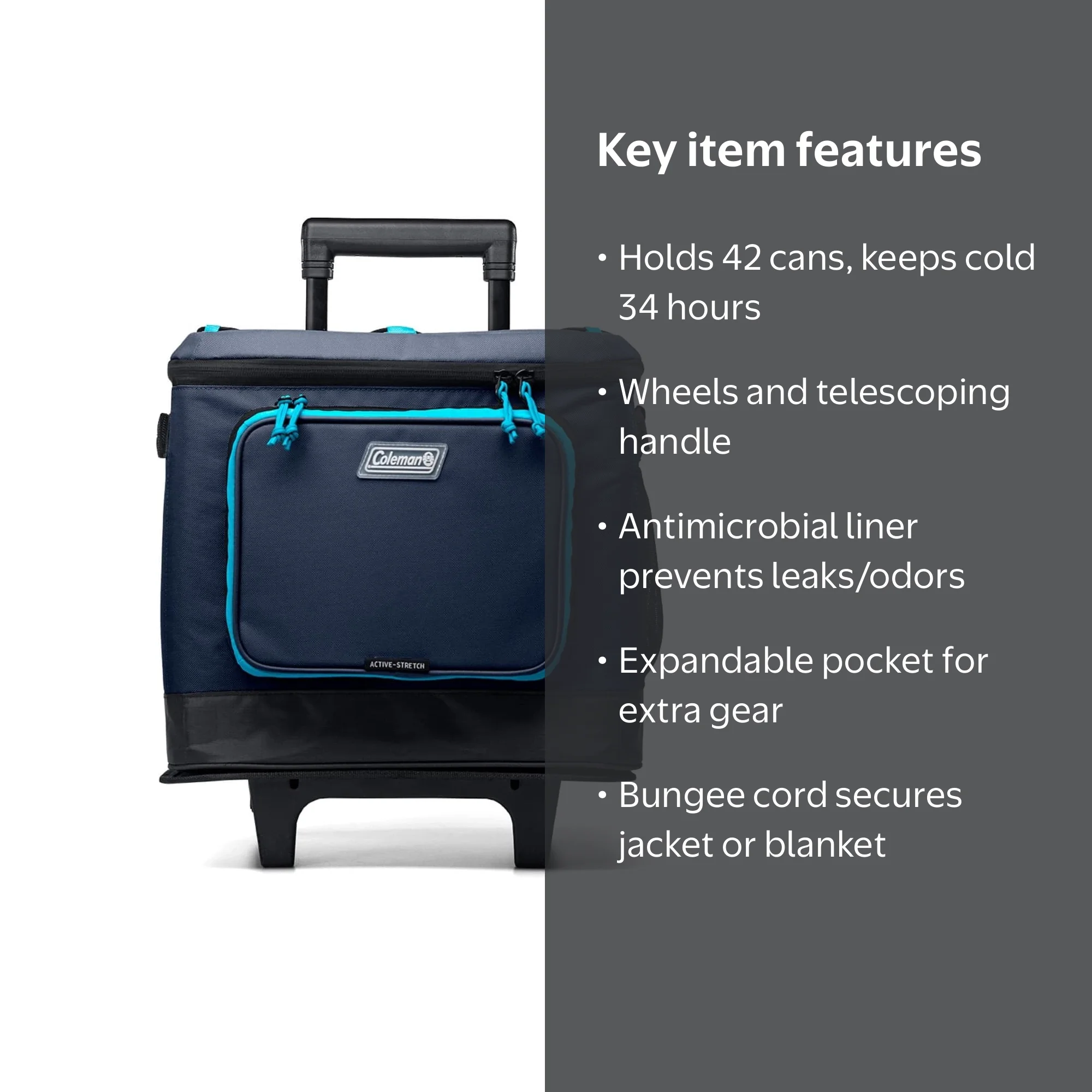 Coleman, Soft Cooler, XPAND 42-Can, Wheels with Telescoping Handle