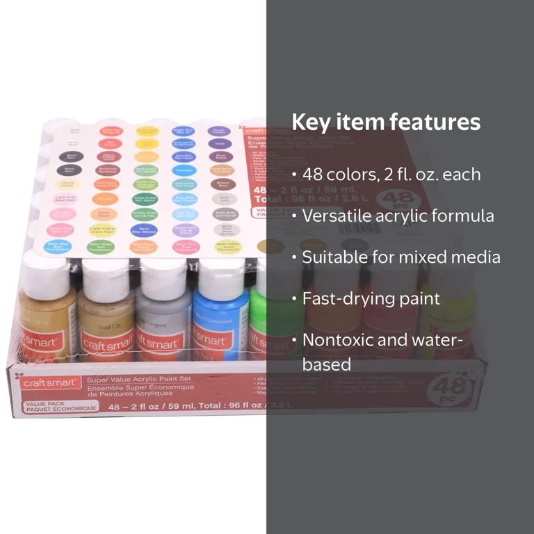 Craft Smart Acrylic Paint Set, Super Value Assorted Finishes