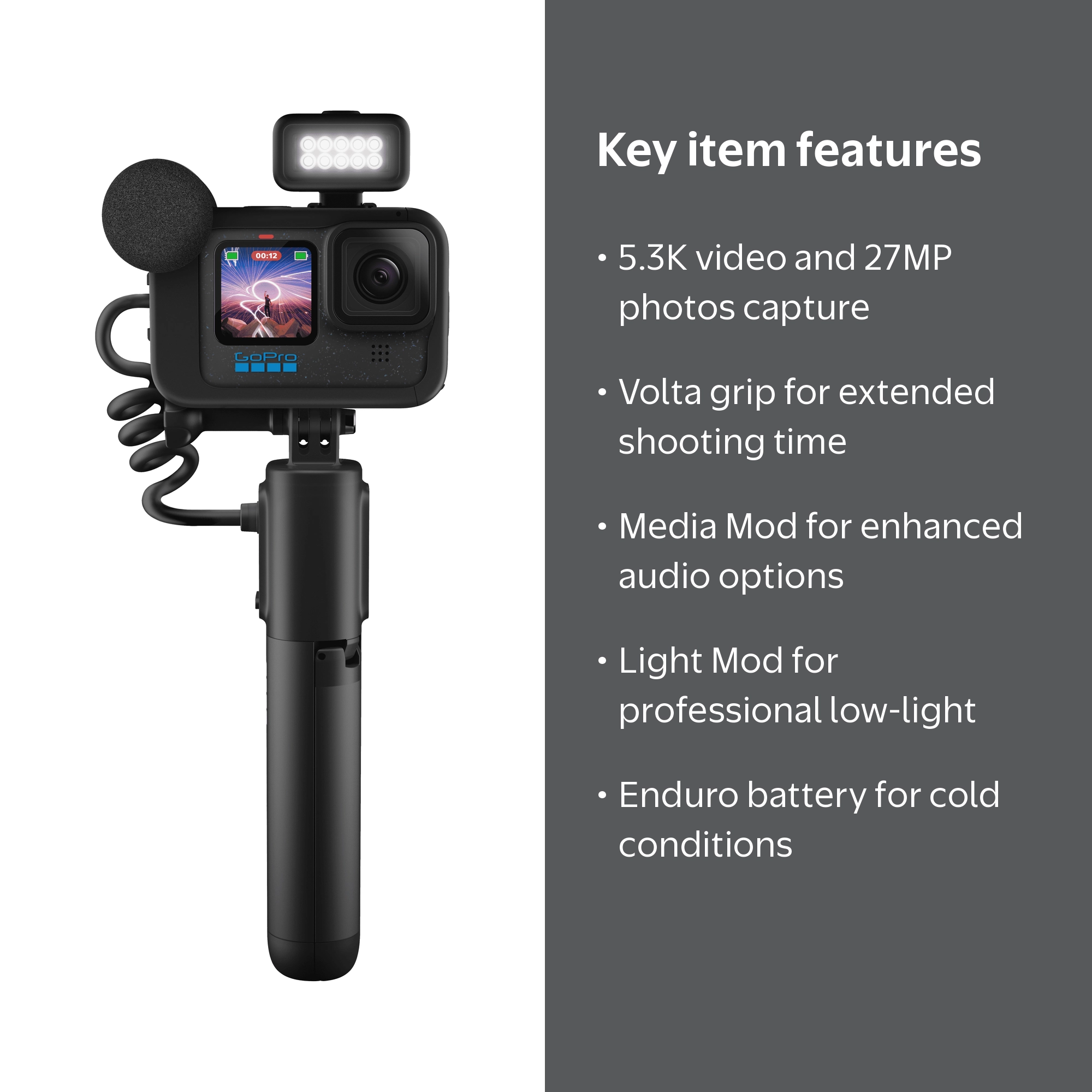 GoPro HERO12 Black Creator Edition Bundle with Media Mod, Light