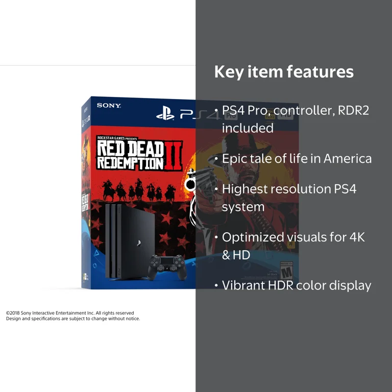 Sony PlayStation 4 Pro Red Dead Redemption 2 Bundle with Blu-Ray