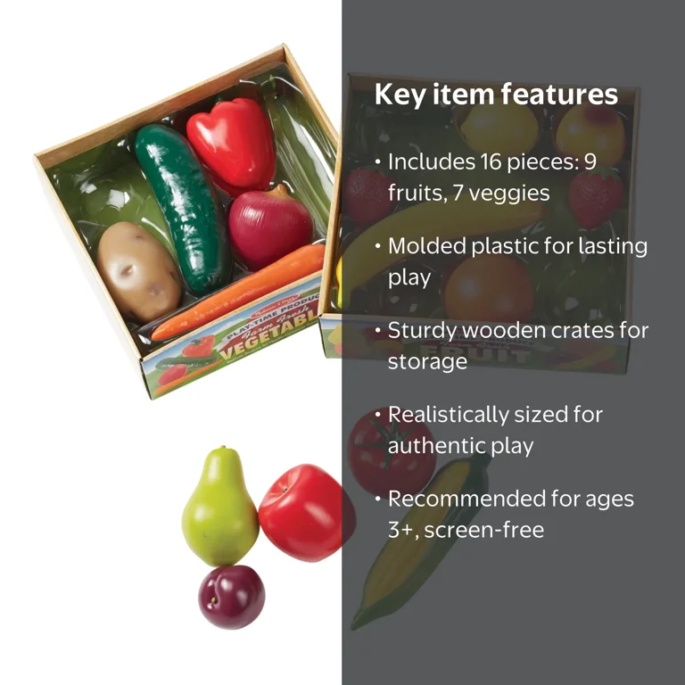 FRUITS　No.9 Melissa & Doug Play-Time Produce Fruit (9 pcs) and Vegetables (7