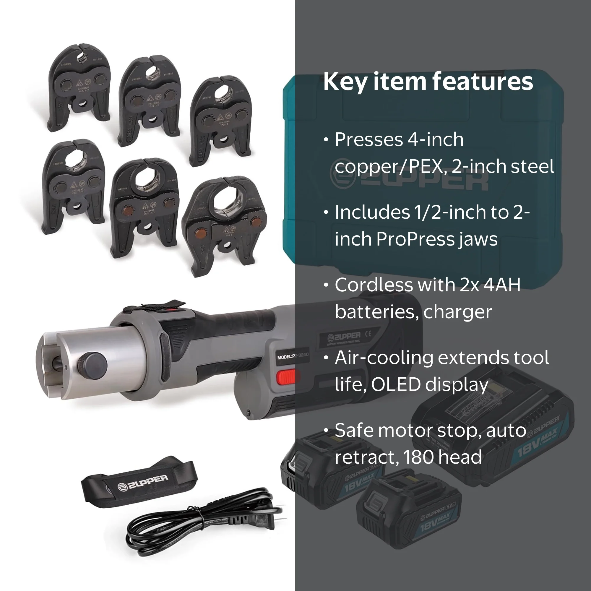 PROSPEC　MD SAVER PRO ZUPPER, Pro Press Tool, 1/2 to 2 inch, includes 2 Batteries