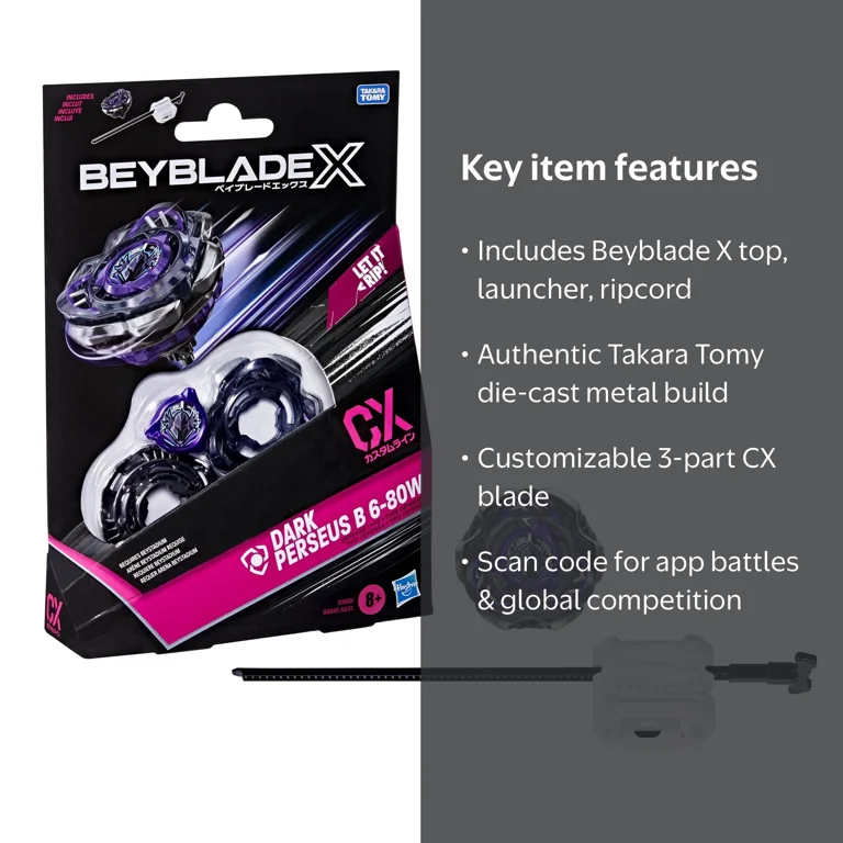 Beyblade, Battling Top Set, Dark Perseus B 6-80W CX, Starter Pack