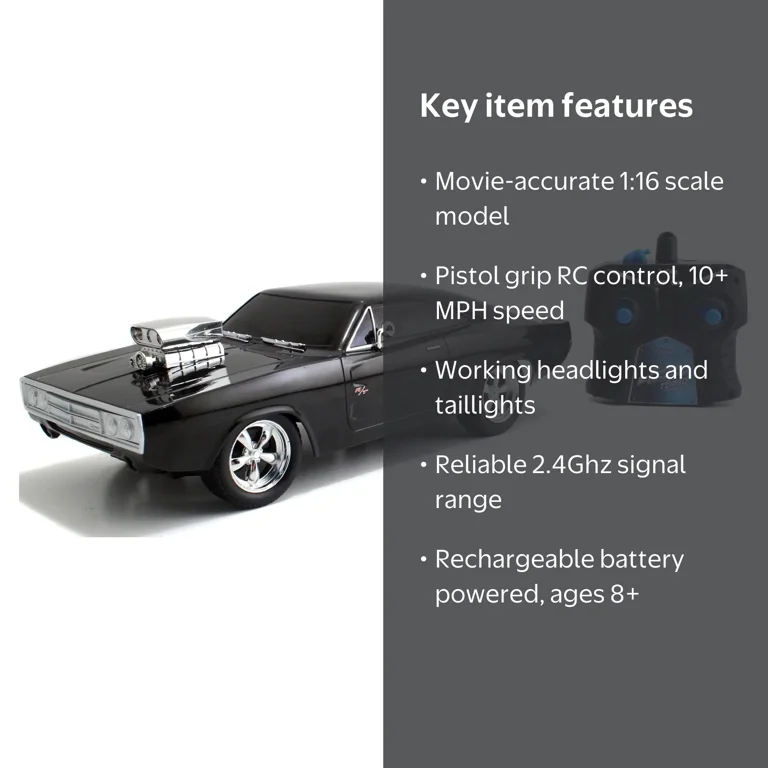 Jada Toys - Fast and Furious 1:16 Radio Control, Dom's Charger R/T