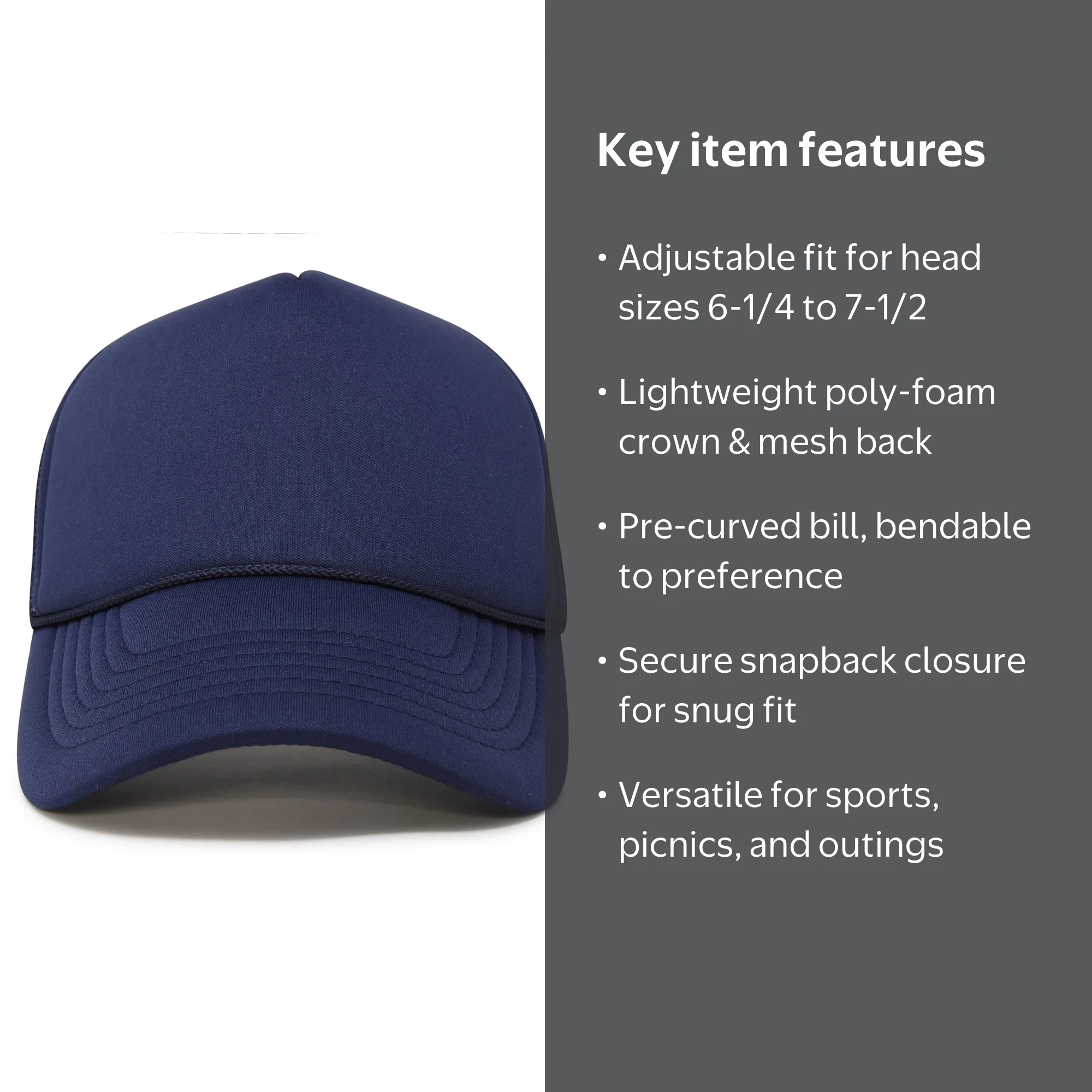 DALIX Lightweight Polyester Trucker Cap, Mesh Hat, Adjustable