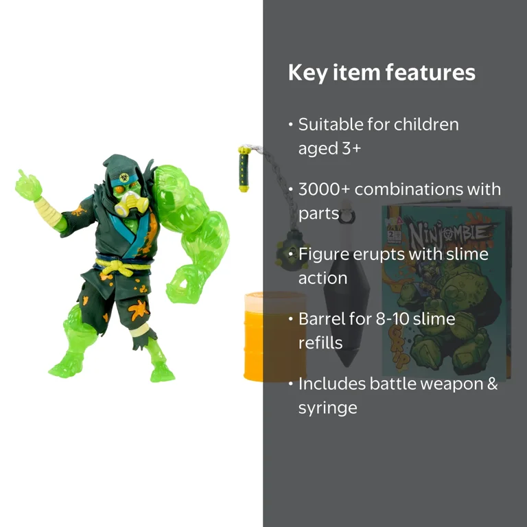 NINJOMBIE, Action Figure, Haz Mat Ninja Zombie with Slime, 3+