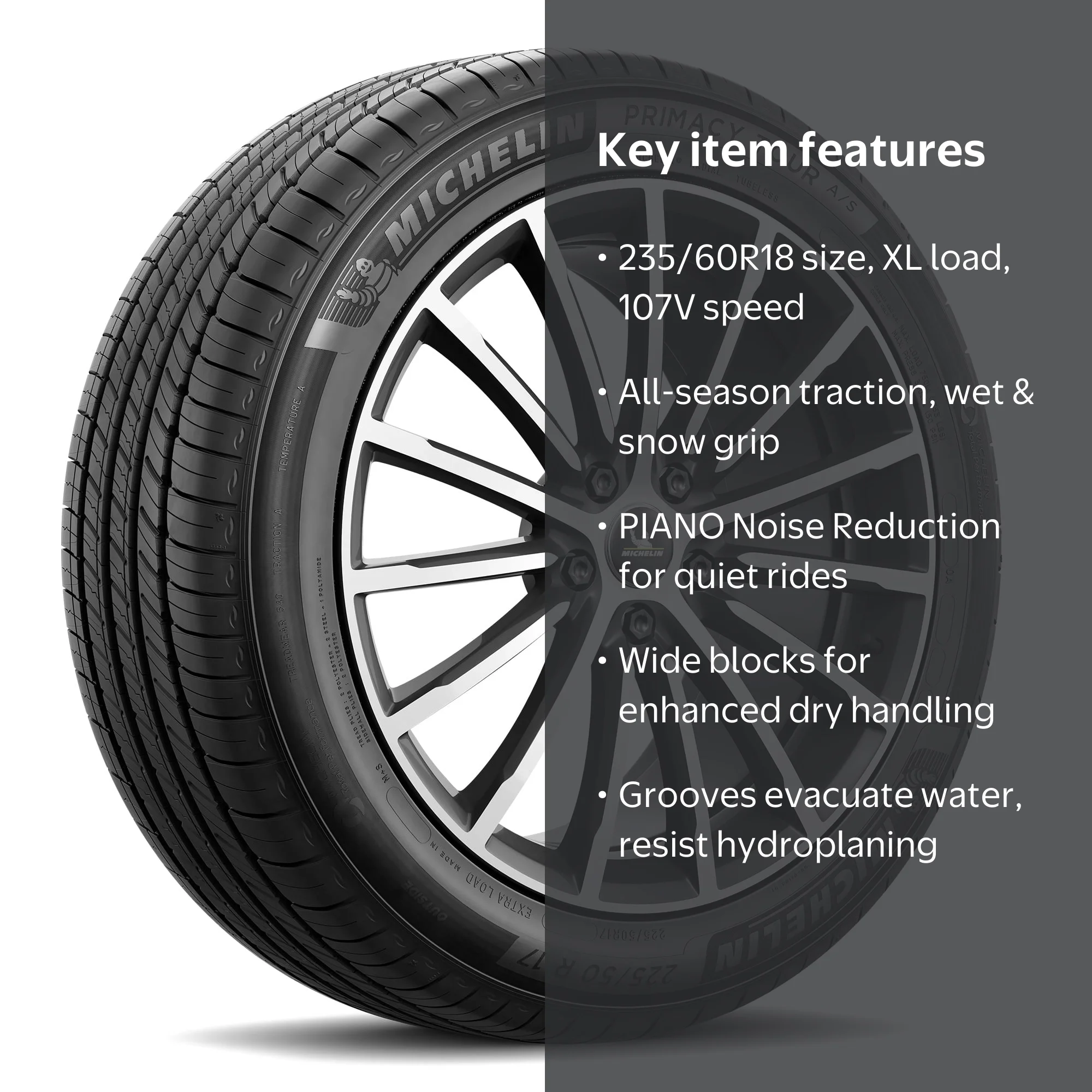 Michelin Primacy Tour A/S 235/60R18 107V XL Tire, ComfortControl