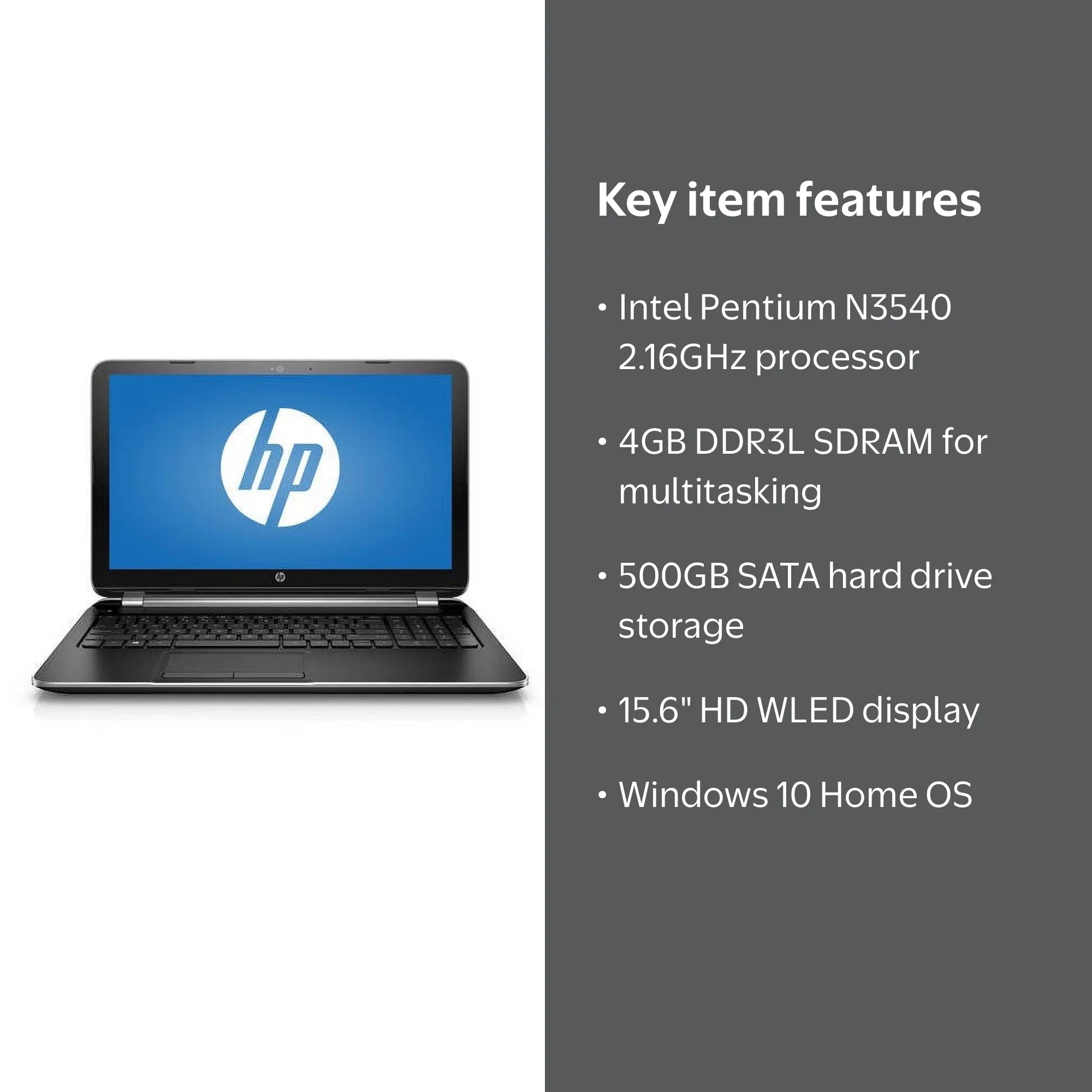HP Turbo Silver 15-f271wm Laptop PC with Intel Pentium N3540