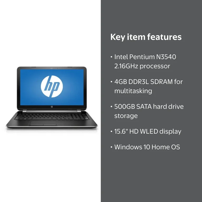HP Turbo Silver 15-f271wm Laptop PC with Intel Pentium N3540