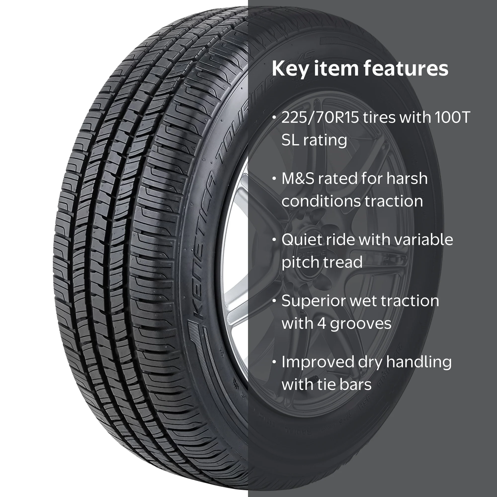 Kenda, Passenger Tire, 225/70R15 100T All Season, Touring A/S