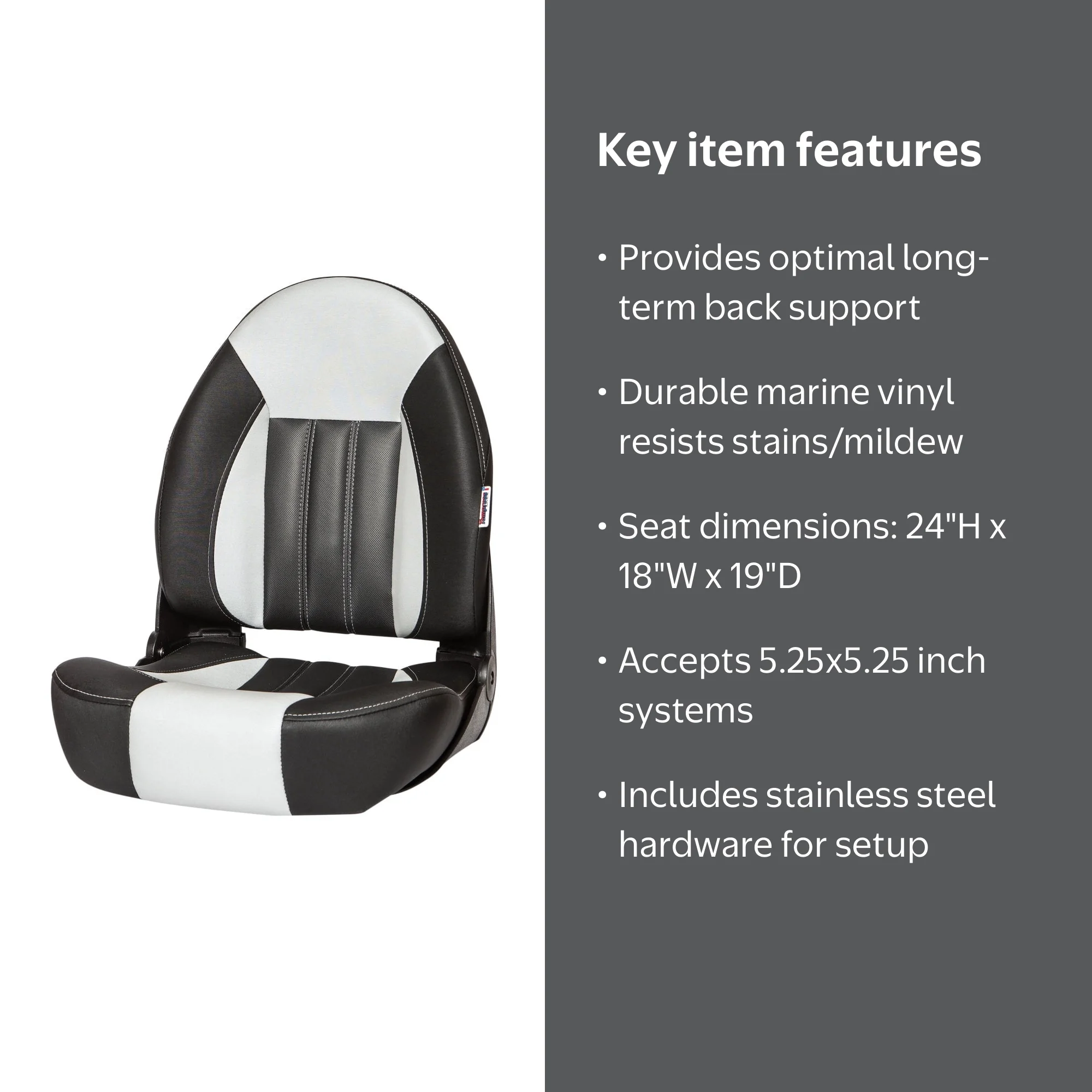 Tempress 68453 Probax High-Back Orthopedic Boat Seat - Black/Gray/Carbon -  Walmart.com