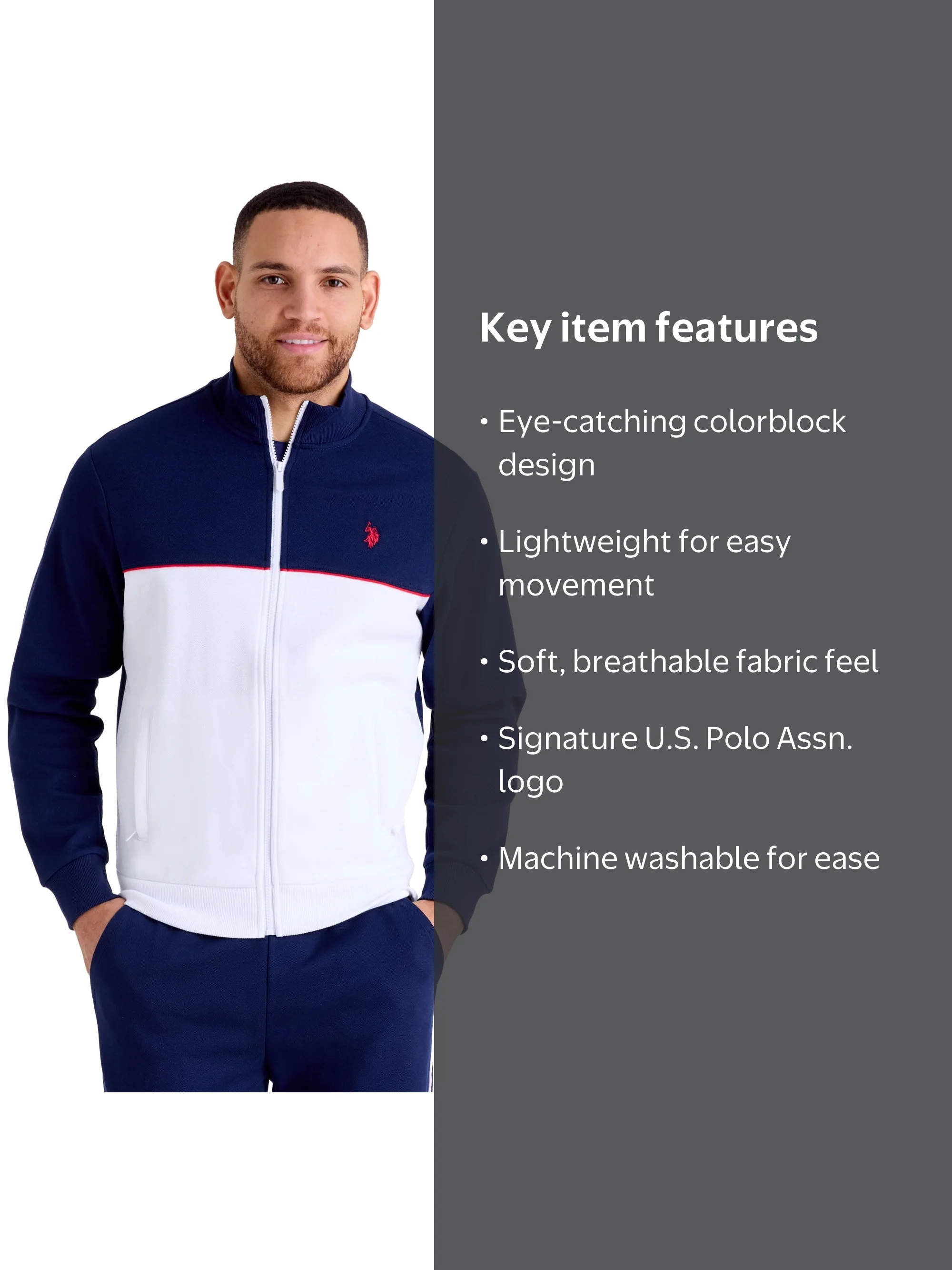 U.S. Polo Assn. Men's Modern Sport Colorblock Track Jacket