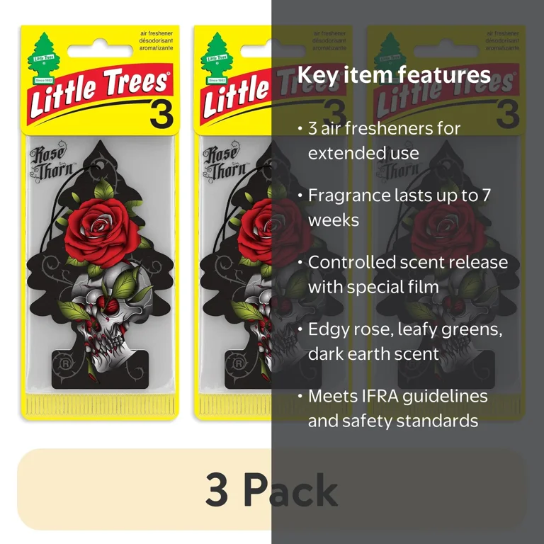 3 pack) Little Trees Air Freshener Rose Thorn Fragrance 3-Pack
