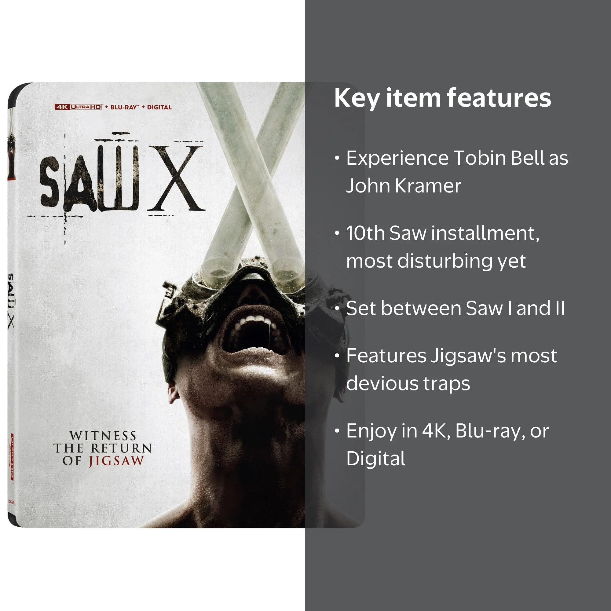 Lionsgate Saw X 4K + Blu-ray + Digital Copy, Starring Tobin Bell