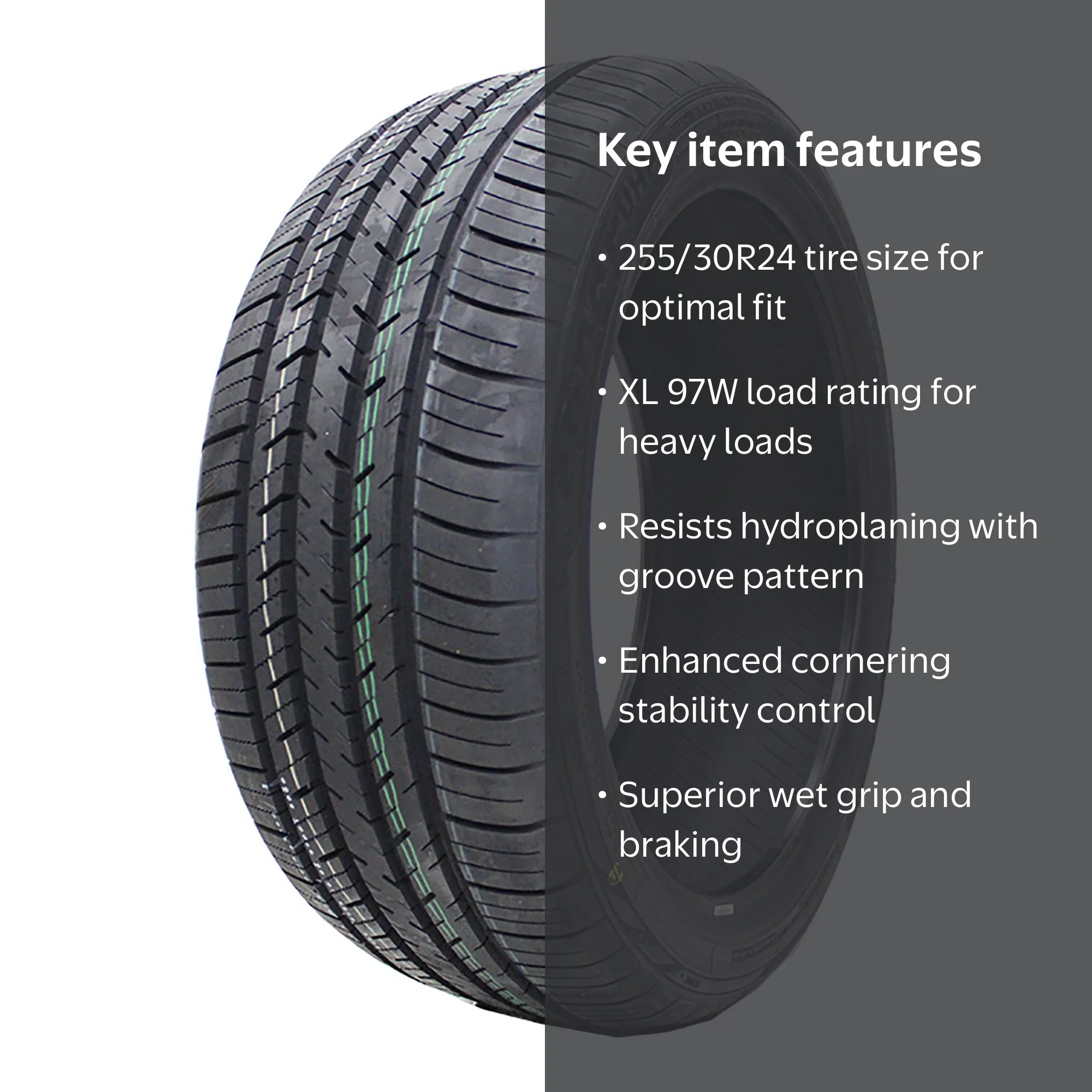 Atlas Force UHP 255/30R24 97W XL Passenger Tire with Wet and Dry
