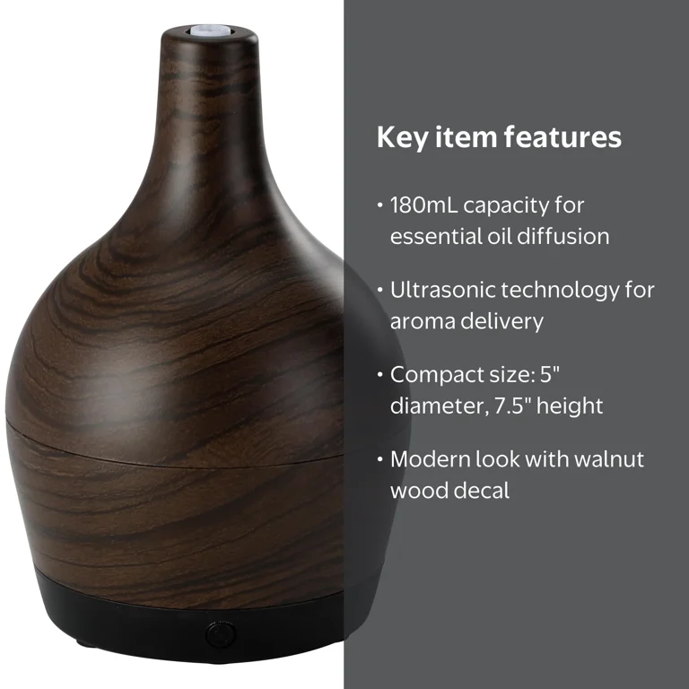 Better Homes & Gardens Ultrasonic Diffuser Brown 180mL Wood Spout