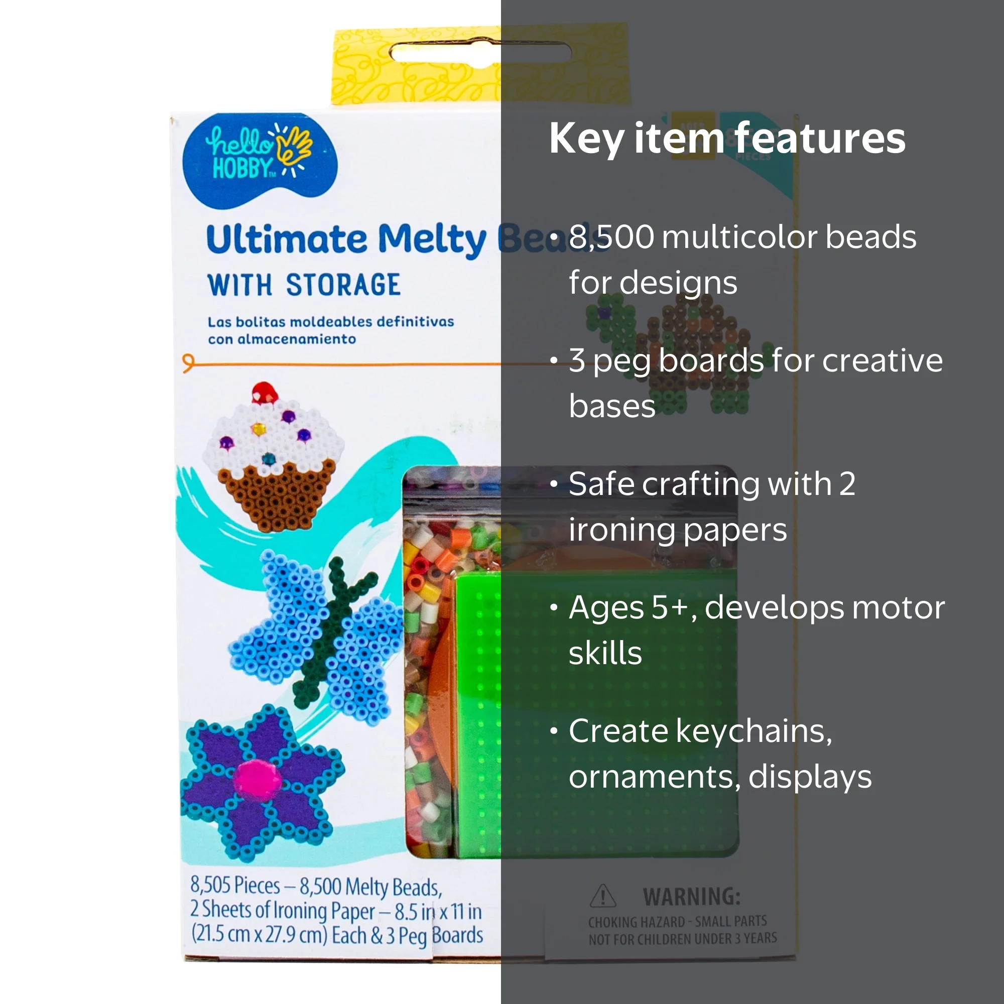 Hello Hobby Melty Plastic Beads Variety Pack 8,500 Colors with Peg