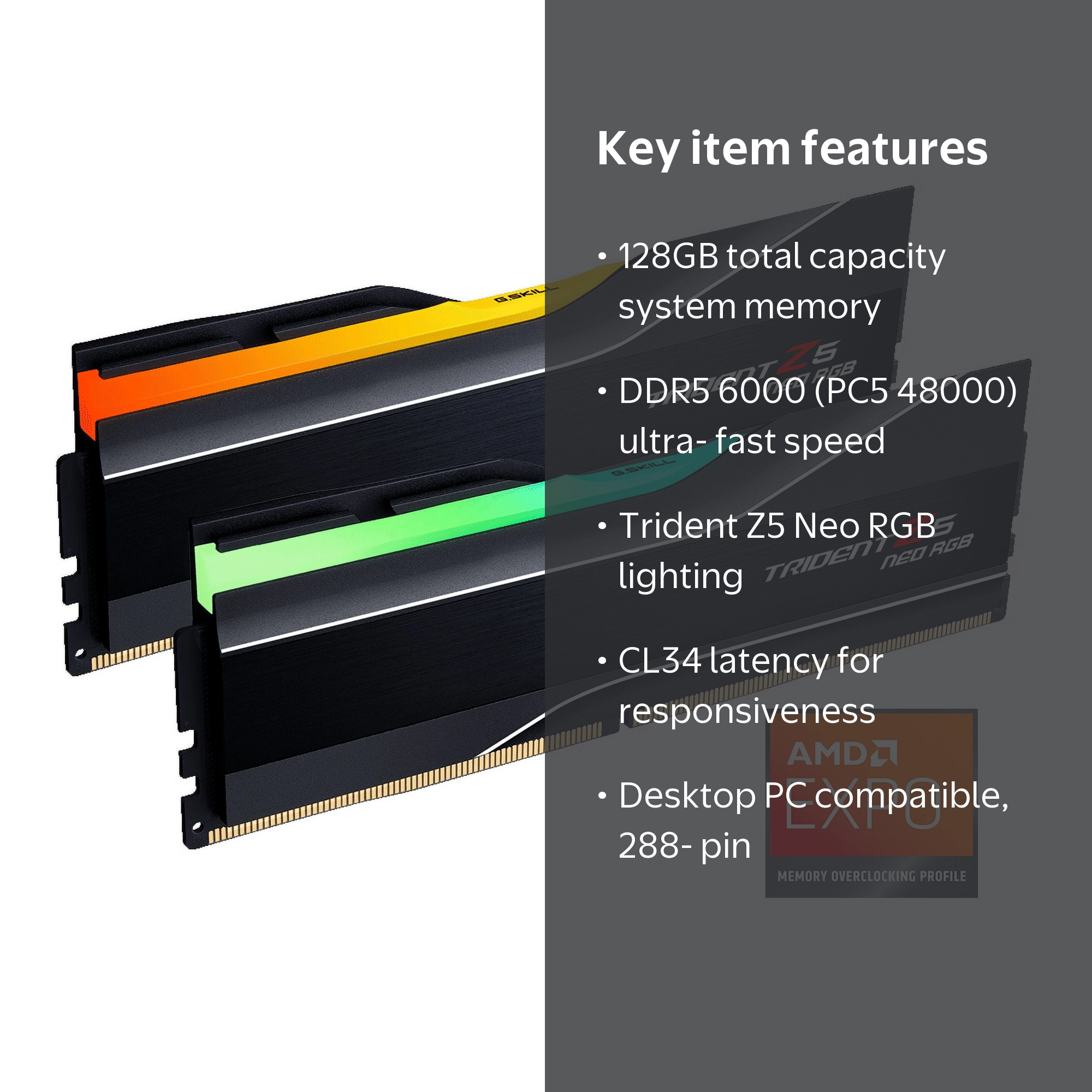 G.SKILL Trident Z5 Neo RGB Series 128GB DDR5 6000 PC RAM F5