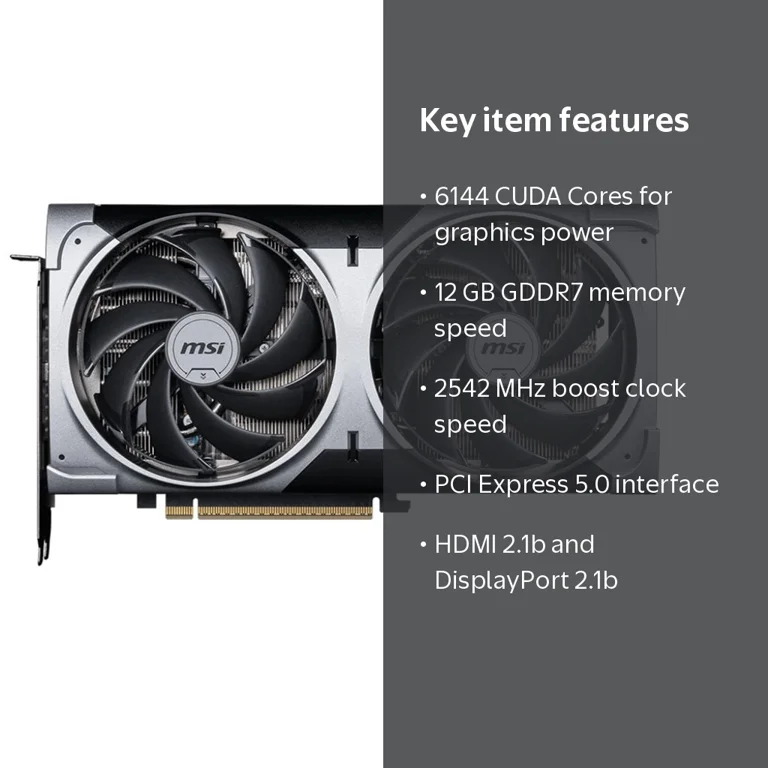 MSI, GeForce RTX 5070 12G VENTUS 2X OC, 12 GB GDDR7, PCI Express