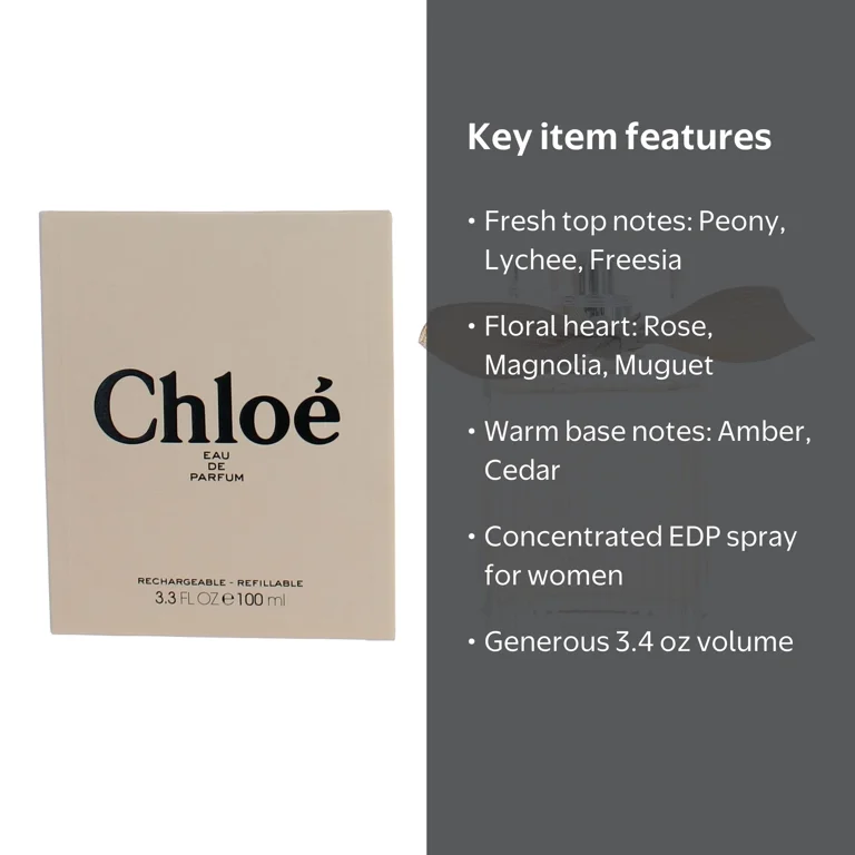Chloé EDP Spray for Women, 3.4 oz with Peony, Lychee, Freesia