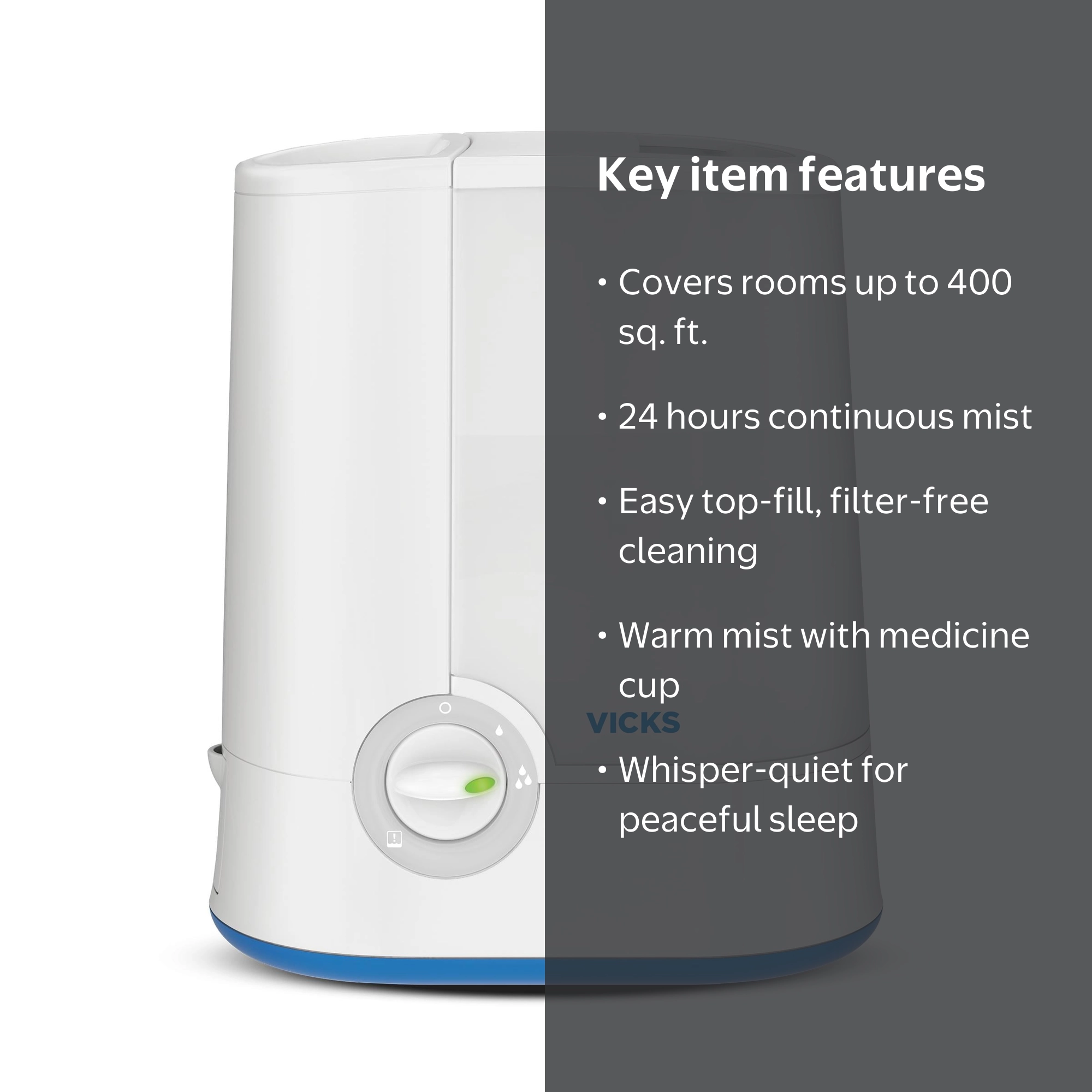 Vicks 1 gal 400 sq ft Warm Moisture Humidifier, Ultrasonic