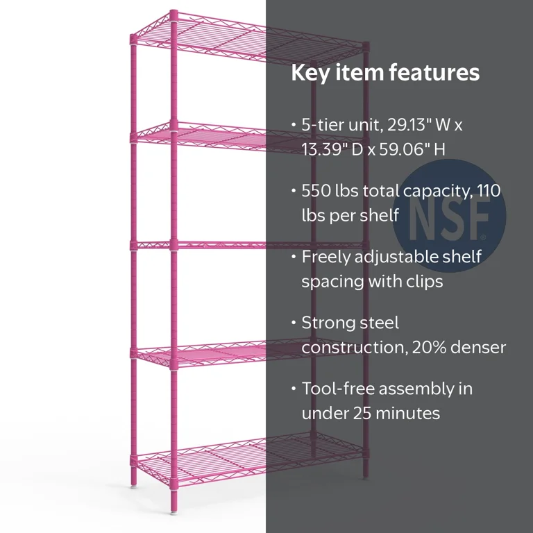 Ktaxon 5-Tier Wire Shelving Unit, Steel Storage Rack for Garage