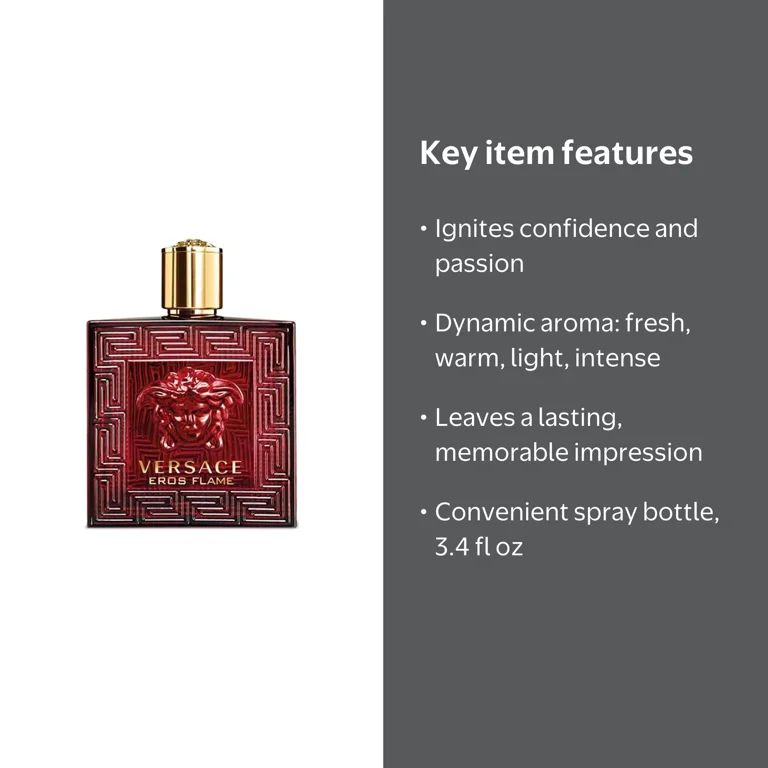 Versace, Eau de Toilette, 3.4 oz, Eros Flame, Bold Masculine