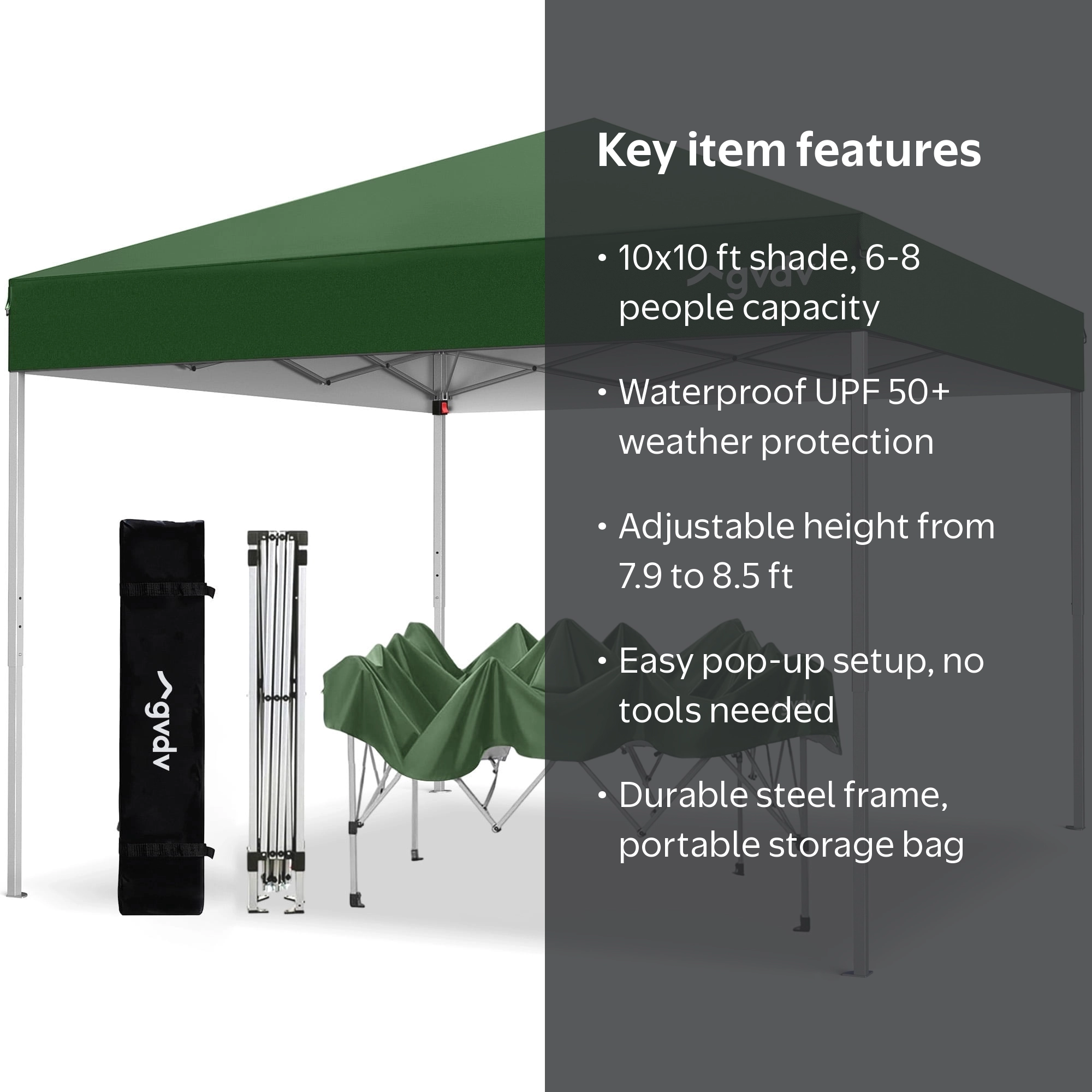 GVDV Canopy Tent, 10x10 ft Easy Pop up Outdoor Canopy Tent