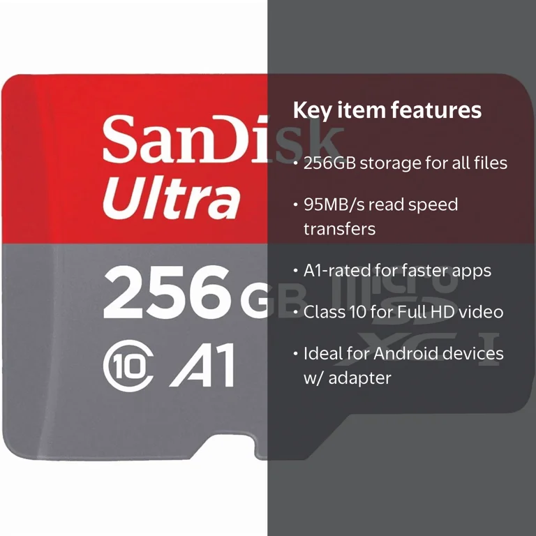 SanDisk Ultra 256GB microSDXC UHS-I Flash Memory Card with Adapter