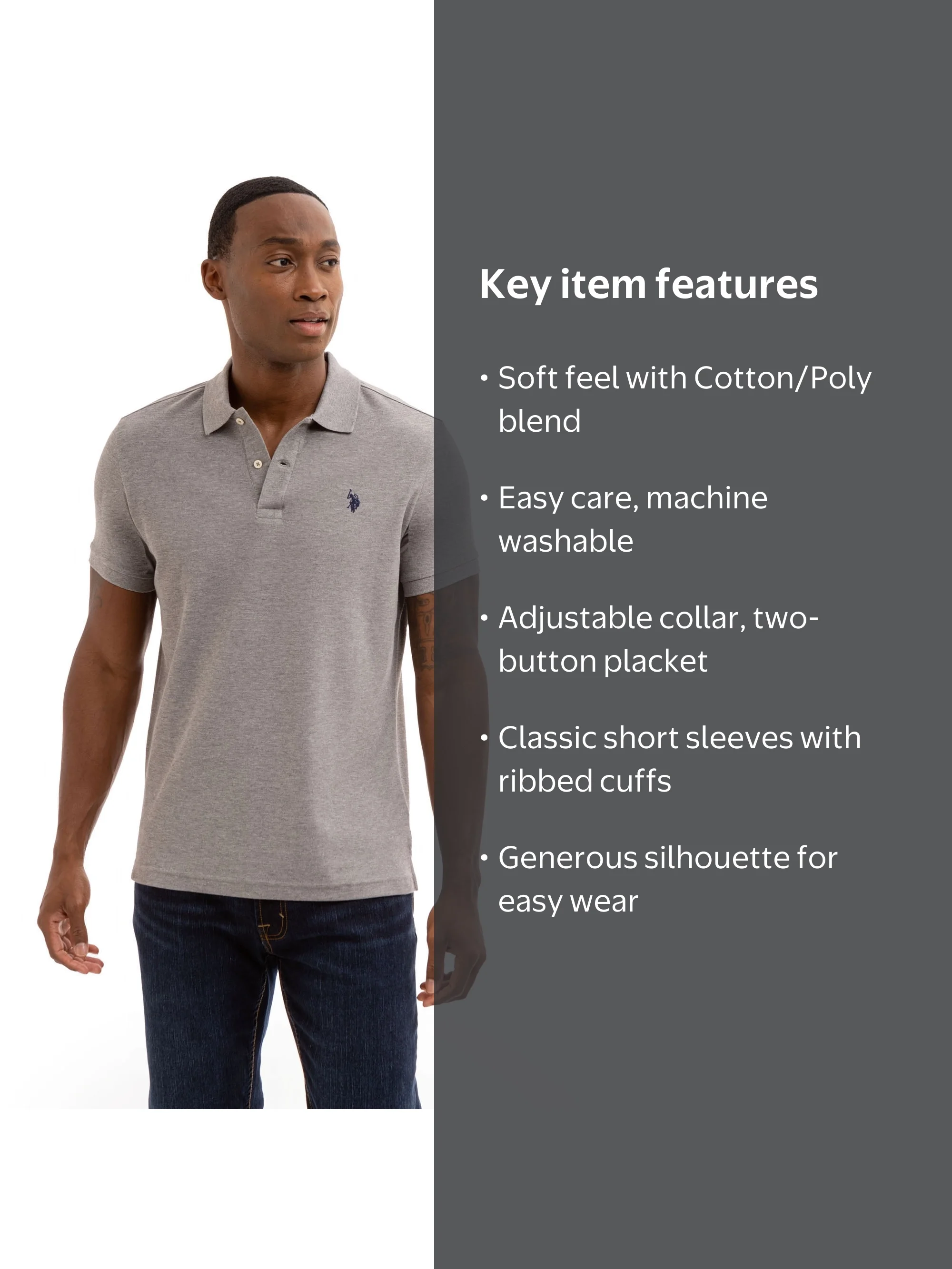 最終値下げ KnuthMarf 2piece polo tops グレー U.S. Polo Assn. Men's Performance Pique Polo Shirt - Comfortable
