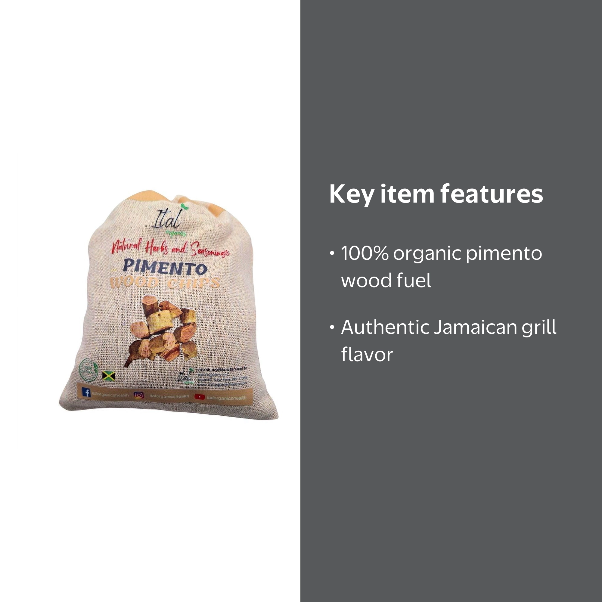 Ital Organics 100% Organic Pimento Wood Chips, Natural Flavor for