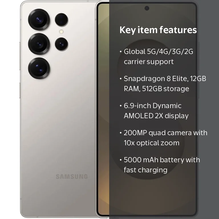 Samsung Galaxy S25 Ultra 5G Smartphone, 512GB Storage, 12GB RAM