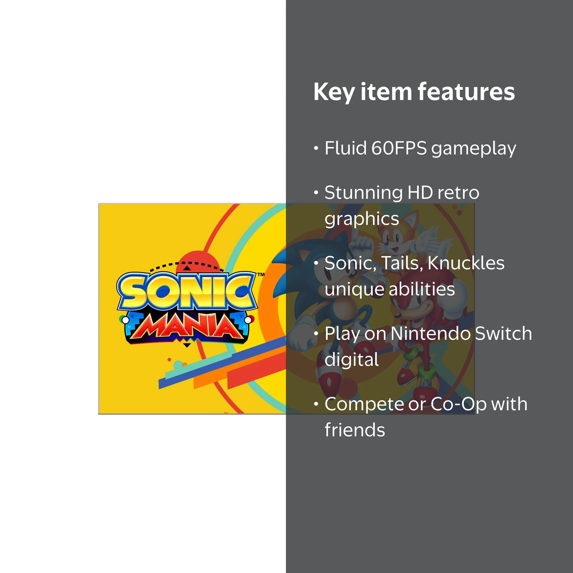 Nintendo Sonic Mania Digital for Nintendo Switch, 2D Retro