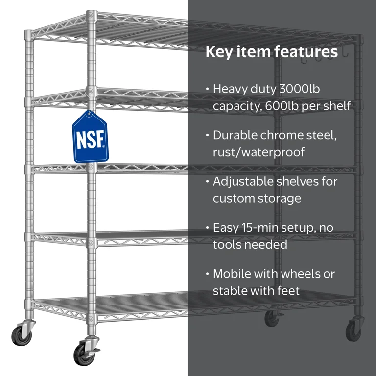 Prilinex 5-Tier Storage Shelves with Wheels 81
