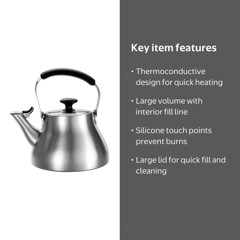 OXO Brew Classic Traditional Brushed Stainless Steel Tea Kettle