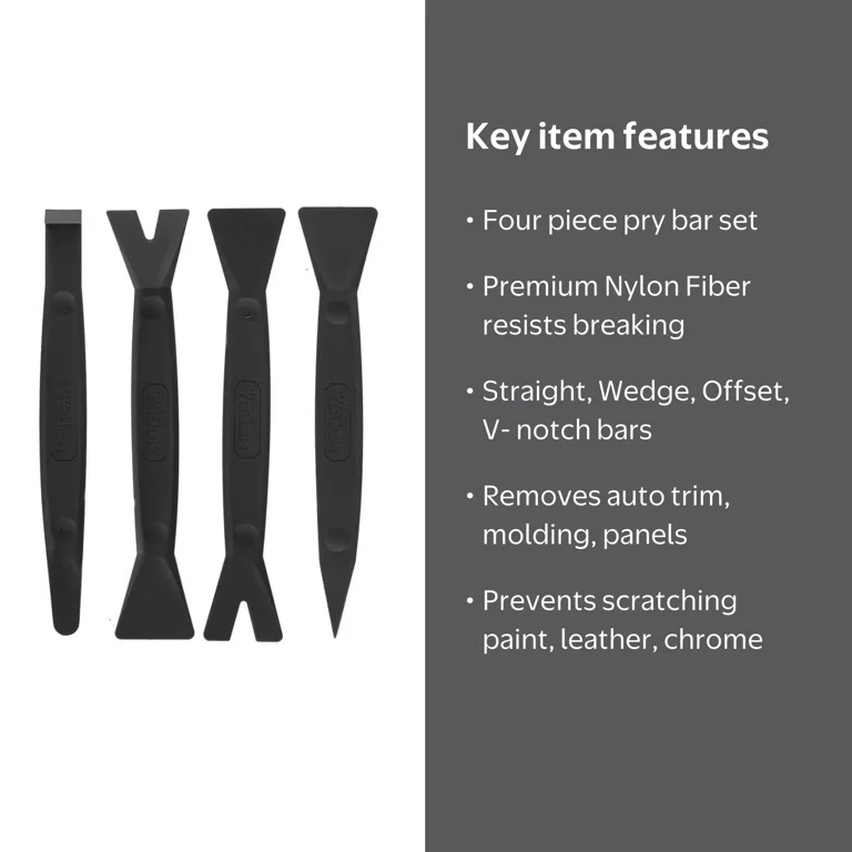 Hyper Tough 4 Piece Nylon Pry Bar Set for Automotive Trim Molding