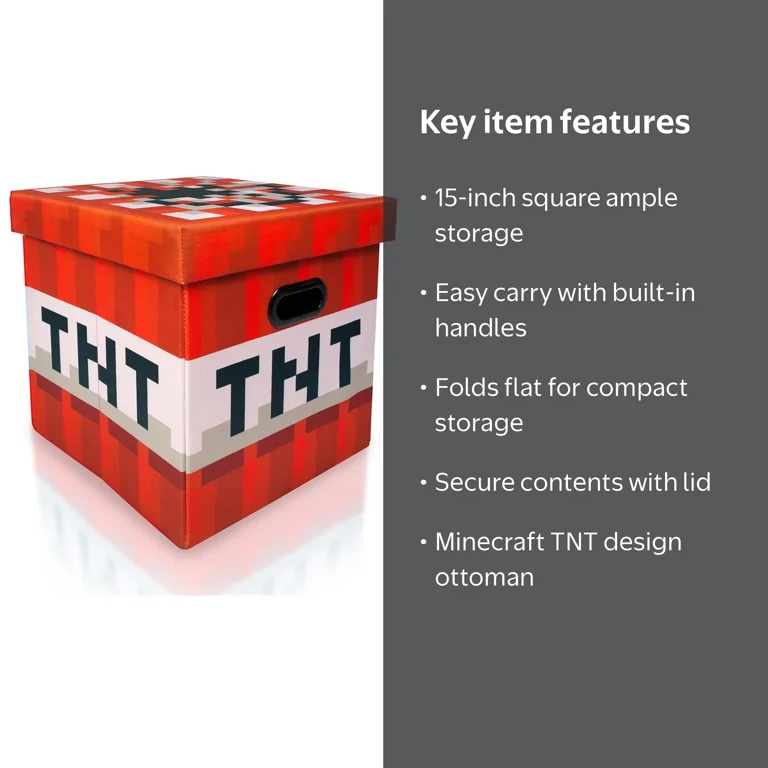 Minecraft TNT Block Storage Tote, 15-Inch Box & Lid - Walmart.com